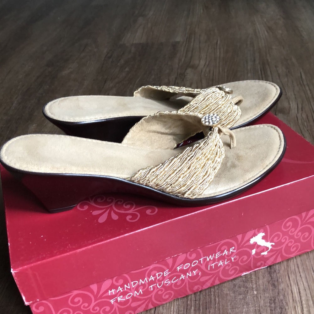 Italian Shoemakers Tan Sandals with Tassel Detail - Picture 4 of 7